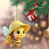 2D Flat Backpack Bee Pendant Cute Bee Xmas Tree Hanging Ornaments  Rearview Mirror Accessories