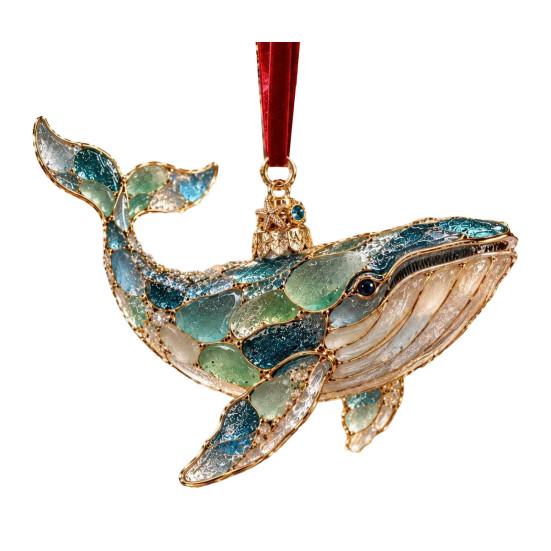 Unique Gifts for Home Sea Glass Christmas Ornament, Coastal Turtle Whale Shark Octopus Decorative Look Ornaments Tree Hanging Decoration