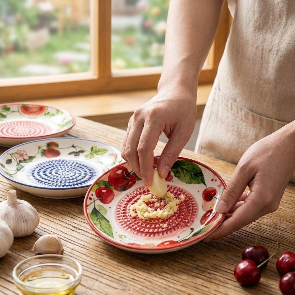 Efficient Manual Garlic Masher Non-Slip Vegetable Grating Plate Ceramic Ginger Grater Kitchen