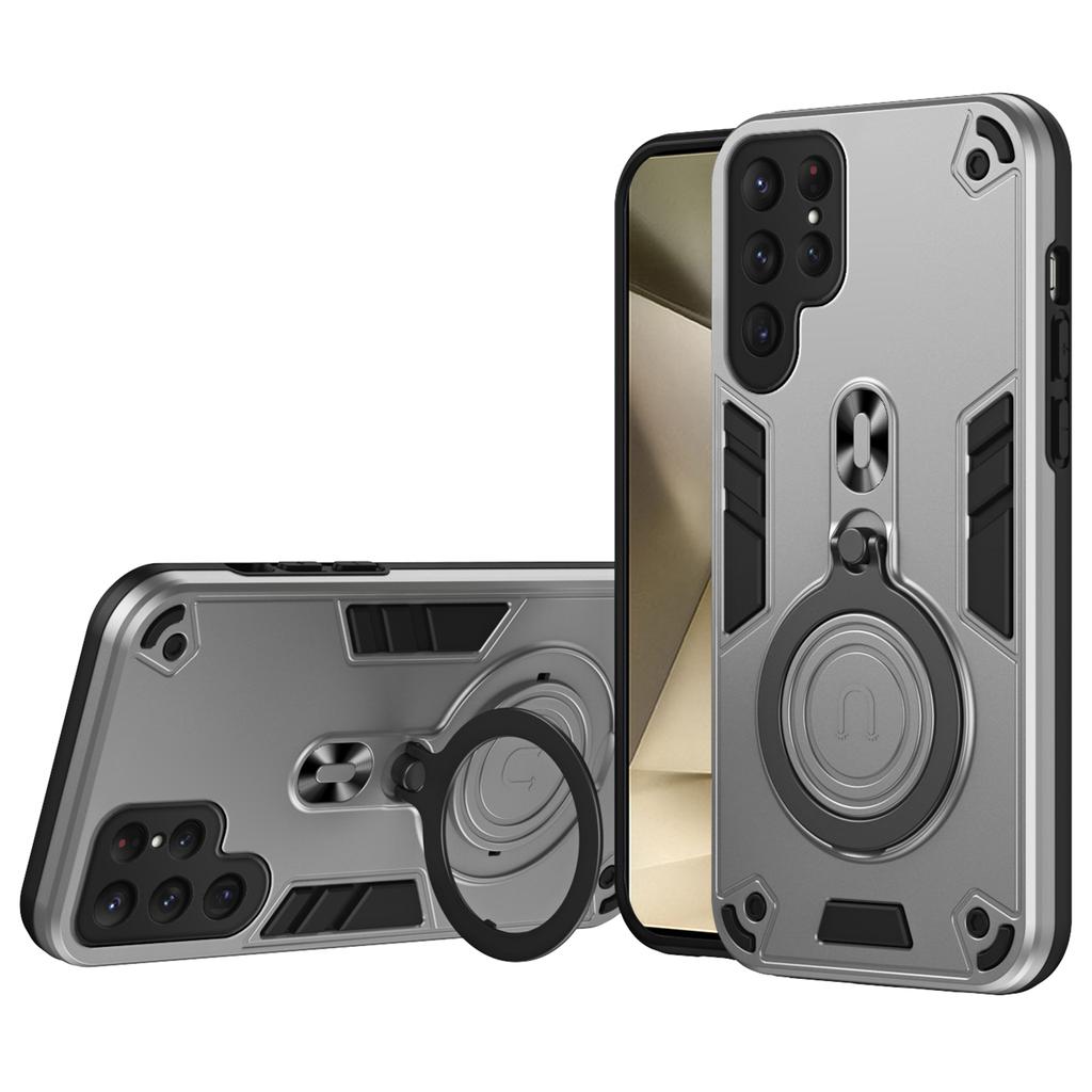 Чехол для Samsung Galaxy S25 Ultra с поворотной подставкой, PC+TPU, защита от падений, чехол для телефона
