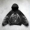 Мужская толстовка с капюшоном, сильно вываренная, одежда Y2k в готическом стиле, ретро уличная одежда с узором, женский пуловер, повседневная мода для мужчин, Харадзюку