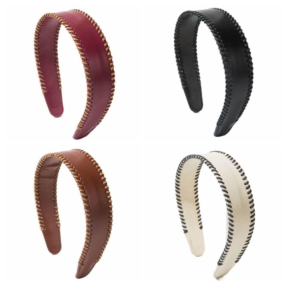 Korean Style Women Hair Hoop Non-Slip Wide Edge Hairband Sweet Leather Headband Wash Face