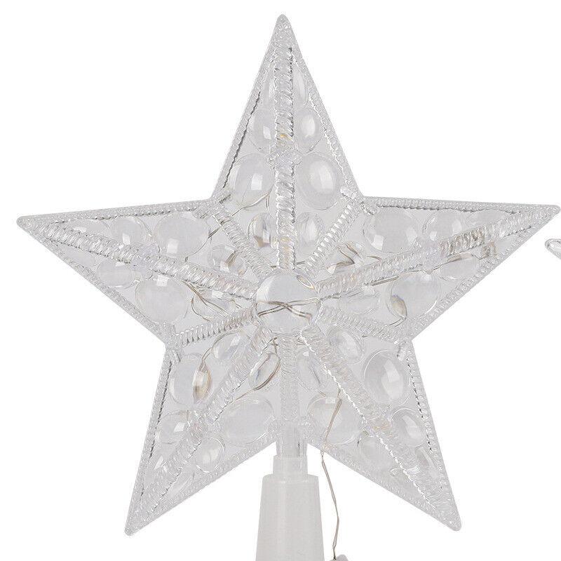 Glitter Star Christmas Tree Topper with LED Light Decor Xmas Tree Top Ornament