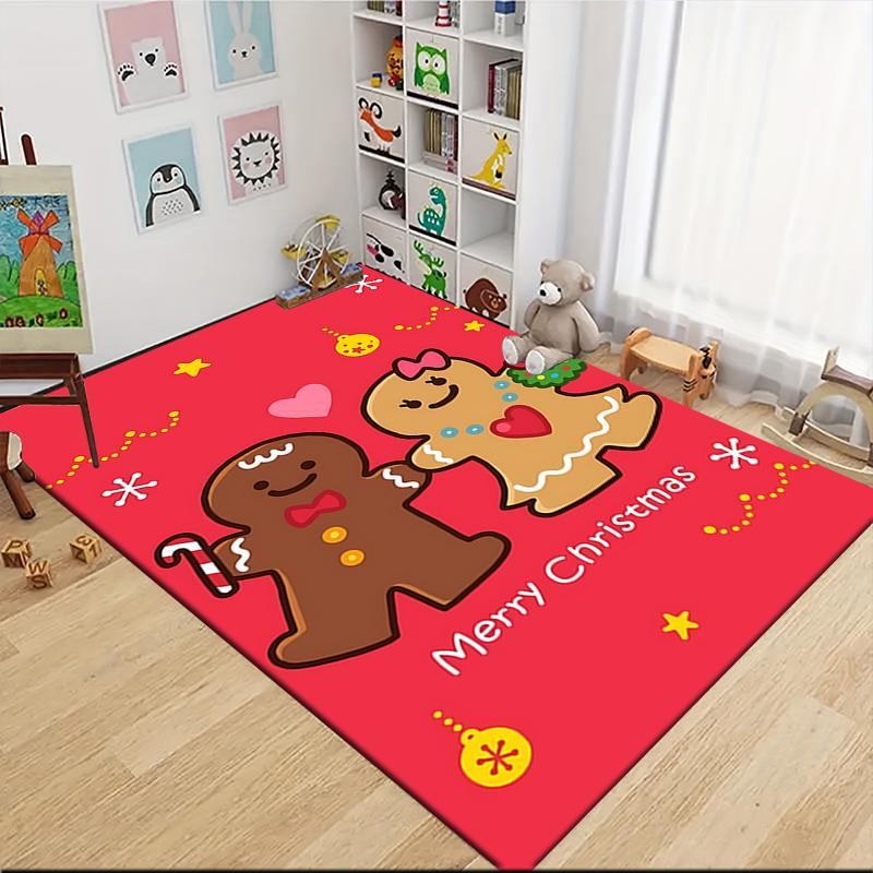 Gingerbread Christmas Couple Carpet Rug Soft Washable Anti Slip Home Living Room Sofa Mats Personalized Christmas Rug