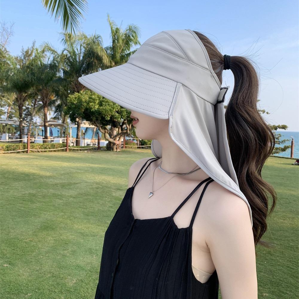 Защита от УФ лучей Женская шляпа от солнца Кепка с открытым верхом и защитой шеи Новая широкополая шляпа-ведро Для улицы