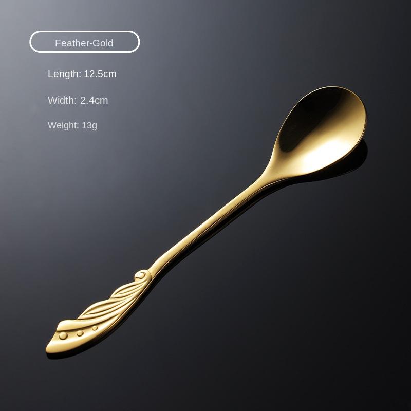 HANYANG304 Совок для кофе из нержавеющей стали в форме цветка, титановый, позолоченный, красочный