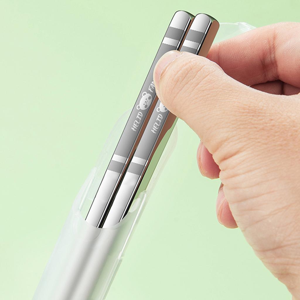 304 палочки для еды из нержавеющей стали для детей портативные нескользящие китайские палочки для еды с ящиком для хранения кухонная утварь