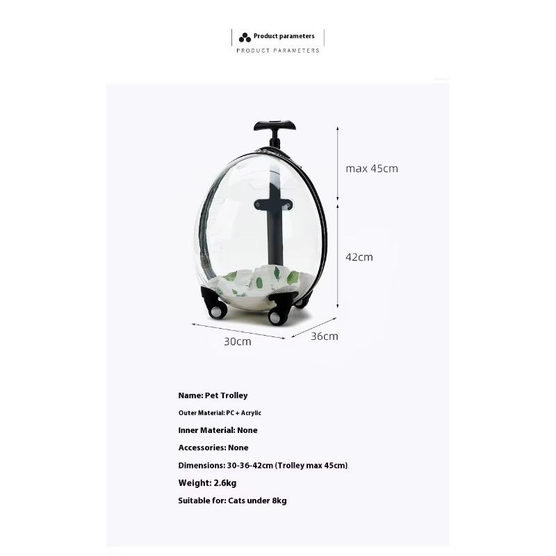 carrinho pet Large Size Luxury Dog Cat Wheeled Trolley Outdoor Transparent Pet Case Pet Carrier for Trolley
