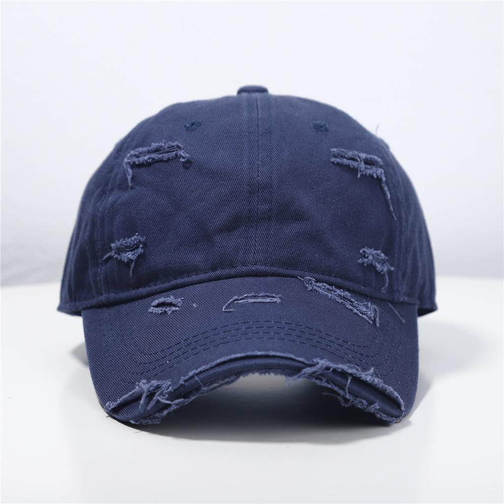 Baseball Cap Women's New Spring and Summer Versatile Soft Top Hip Hop Baseball Cap Outdoor Student Retro Personality Ripped Sun Hat