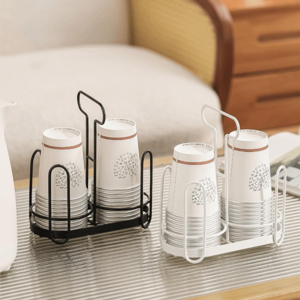 Metal Cup Storage Shelf Hollow Out Design Kitchen Paper Cup Holder Cup Holder Dispenser