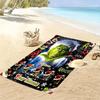 Name Custom Christmas Green Monster Print Beach Towel, Large Soft Quick Dry Towel for Beach Camping Swimming