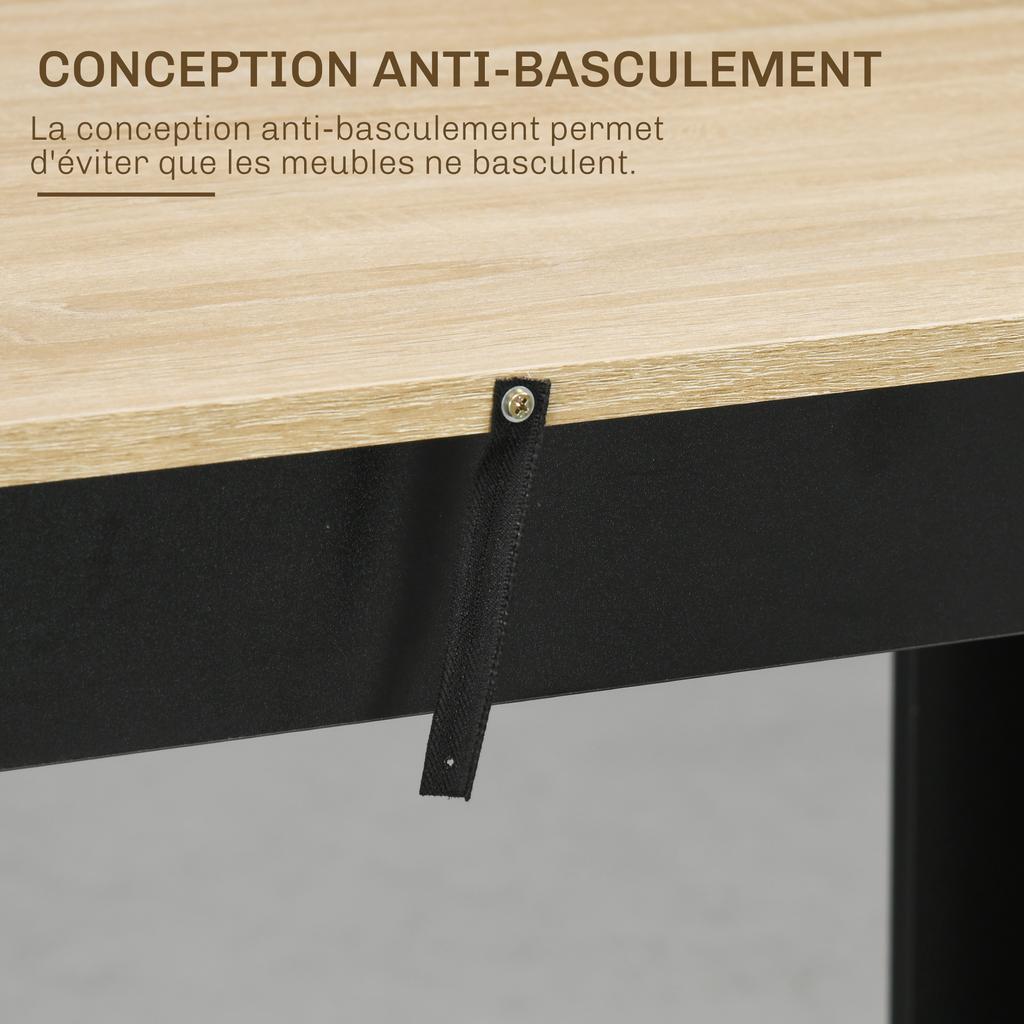 Bar Table, High Kitchen Table, 3 Shelves, 112 x 57 x 106 cm, Black