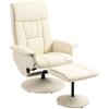 Relax Armchair Reclining up to 135 degrees with Swivel Seat and Footstool Pouf, 78x84x110cm, Cream