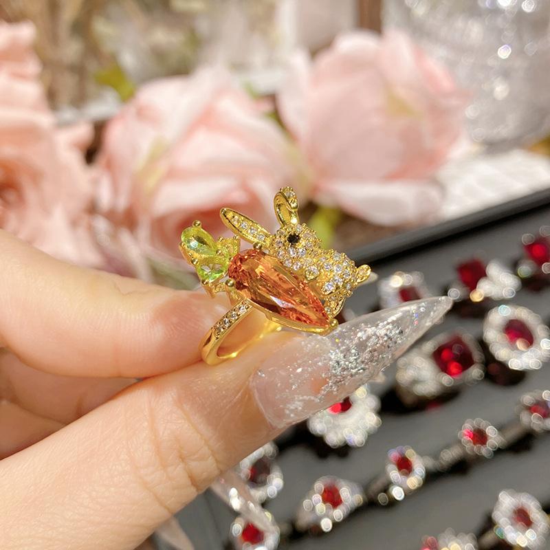 Luxury Colored Gemstone S925 Sterling Silver Silver Plated Inlaid Ring Ladies Medieval Design Noble Zircon Evening Banquet