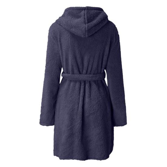 Lady Sleeping Gown Solid Color Hooded Long Sleeves Water Absorption Lady Pajamas for Home