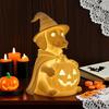 Dachshund Ghost Lamp Halloween Glowing Ghost Dog Lamp Cute Dog Pumpkin Statue Night Light for Home Bedroom Shelf Table Centerpiece