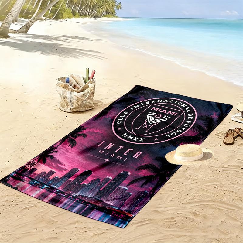 InterMiami Nacional Print Beach Towel, Large Soft Quick Dry Towel for Beach Camping Swimming