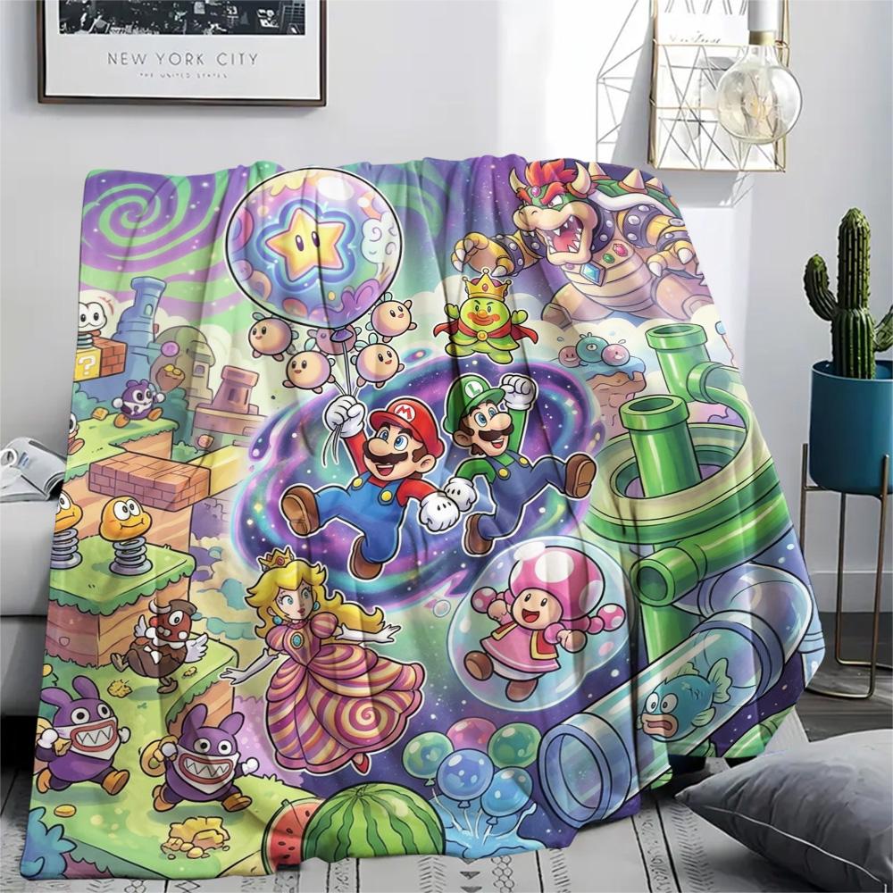 Super Mario Flannel Blanket Print Cozy Comfortable Warm for Home Indoor Picnic Bed Sofa Chair.-TING