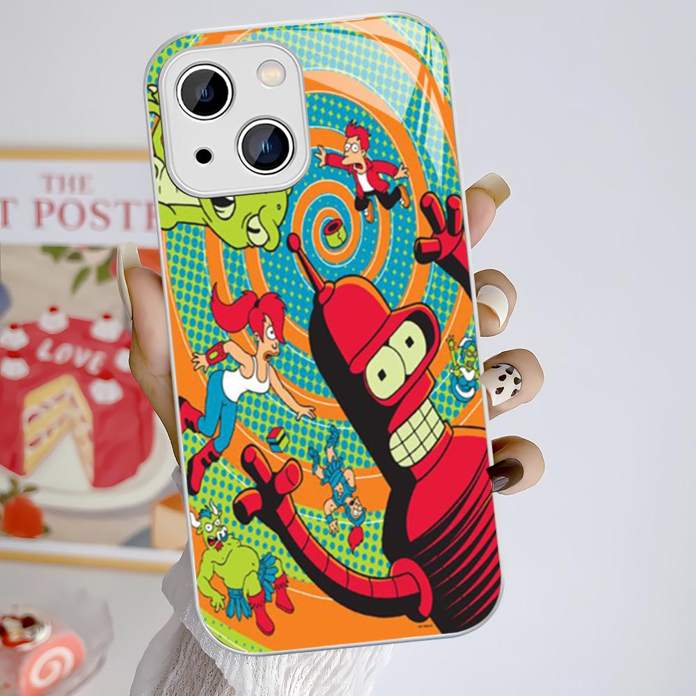 F-Futurama-Bender Art Phone Case Tempered Glass For iphone 14 13 12 11 Pro Mini XS MAX 14Plus X XS XR Cover