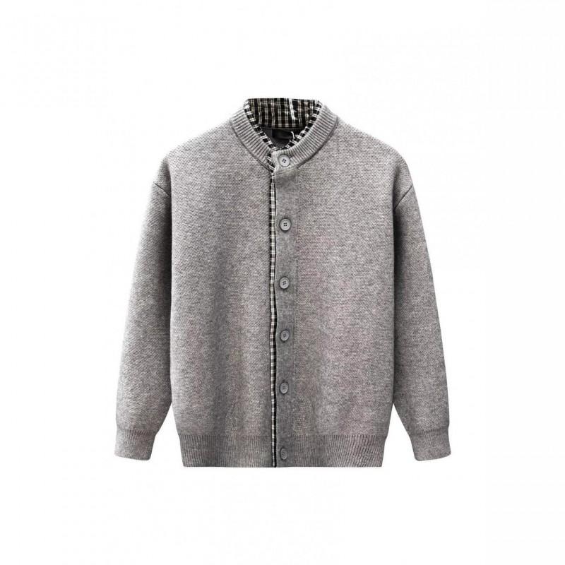 Mens Oversized Knit Cardigan With Plaid Patchwork Design Fall Winter Warm Loose Fit Casual Vintage Style