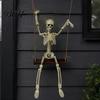 Festival Window Hanging Halloween Swinging Skeleton Decoration, 35" Large Spooky with Indoor Outdoor Party Ornament Wooden Swing for Yard, Garden,