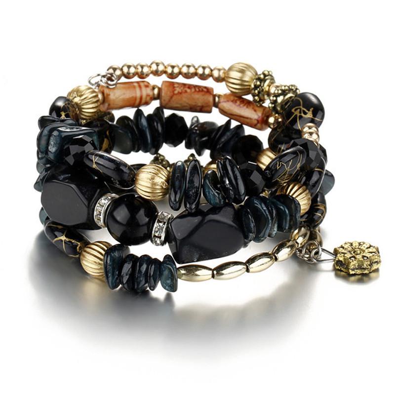 Colorful Natural Stone Beads Bracelet Bohemian Multilayer Fashion Bracelets for Women and Men Bangles Jewelry