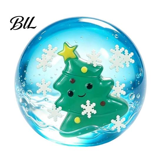 Anxiety Relief Stress Balls Christmas Clear Ball Toy, with Santa Reindeer Soft Decompression Toy Tree Snowflake Figure, Squeeze Sensory Party