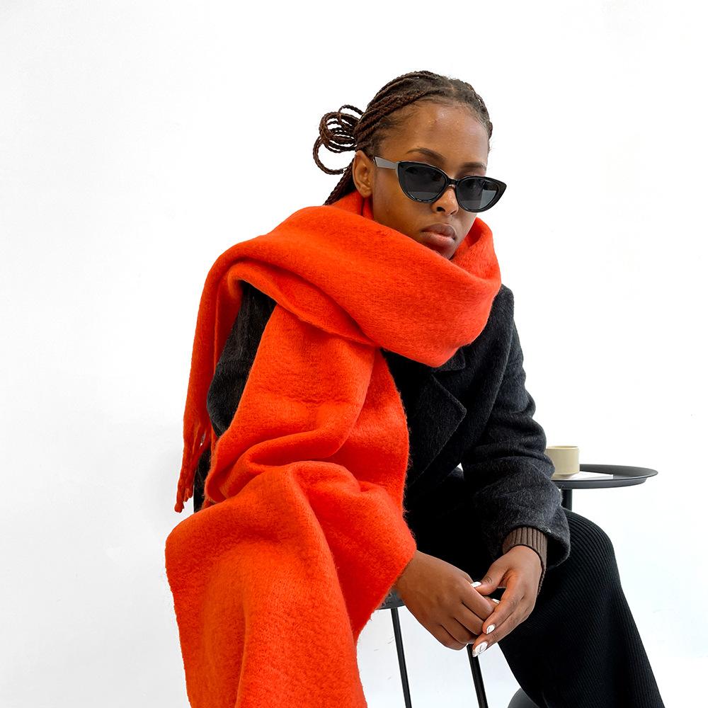 Solid Color Mohair Scarf Vacuum Packaging Warm Scarf Women's Shawl