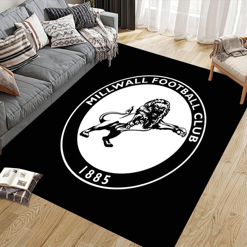 Millwall FC Flannel Printed Carpet, Home Sofa Decoration for Living Room & Bedroom, Non‑Slip Play Flannel Floor Mat for Game Room