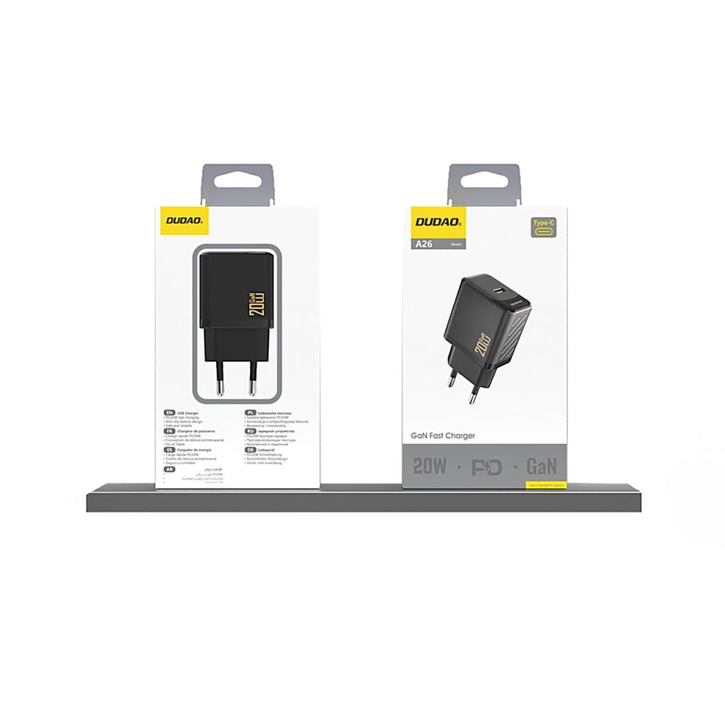 Ładowarka Dudao A26 PD20W GaN USB-C - czarna