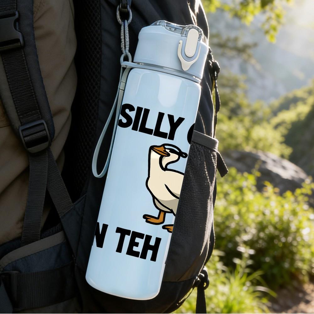1PC Silly Goose Letter Duck Graphic 750ml Color Plastic Sports Water Bottle Leakproof Flip Straw Lid For Sports Office Home Use