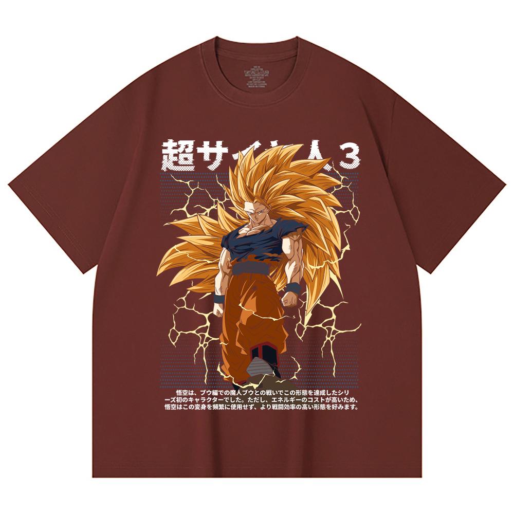 230 г/м² 100% хлопок Dragon Ball V59 Принт Goku SSJ3 Унисекс Тяжелая хлопковая футболка