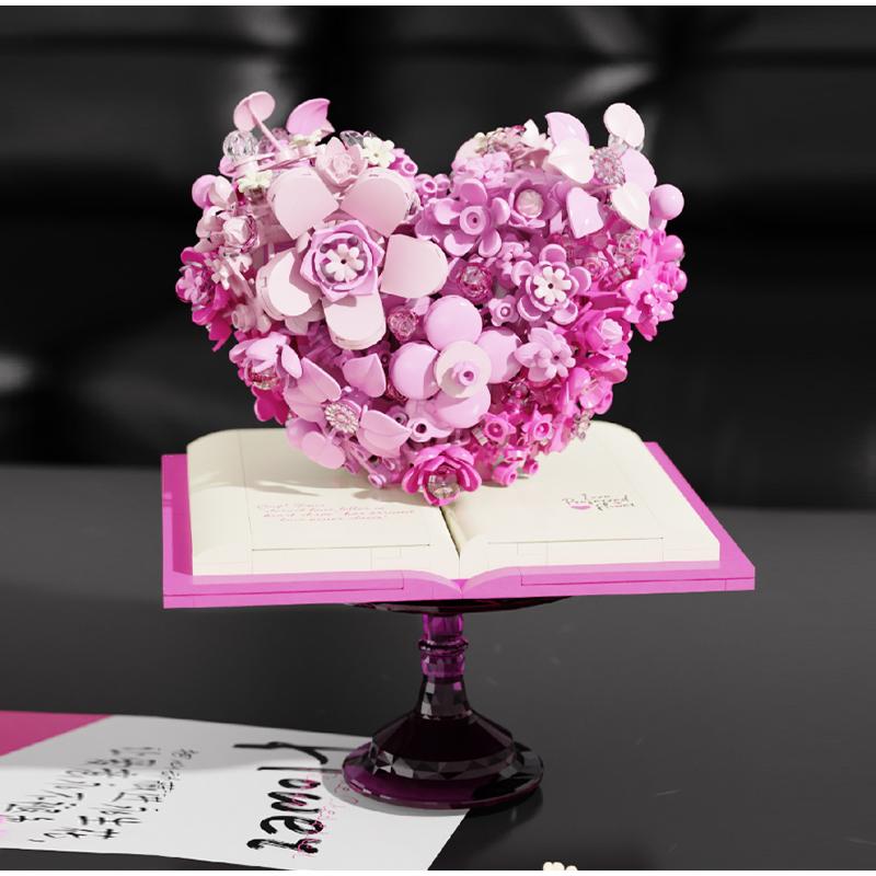 Heart Blossoming Series Romantic Love Flower Sculpture Building Blocks Home Assembling Toys Valentine's Day Gift For Girlfriend