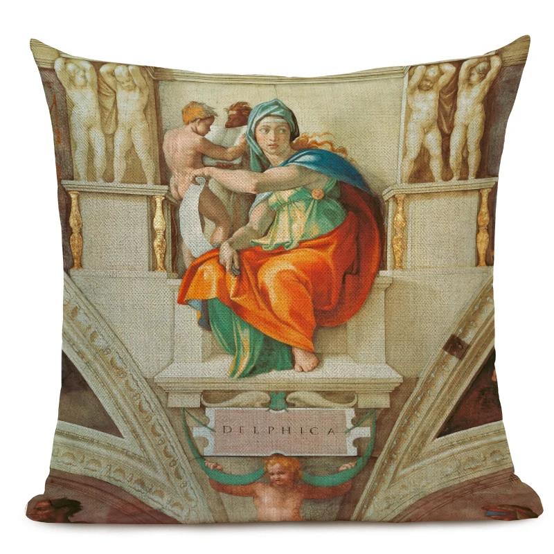 Знаменитая картина маслом Микеланджело, наволочка для подушки, итальянская настенная наволочка, чехол для диванной подушки