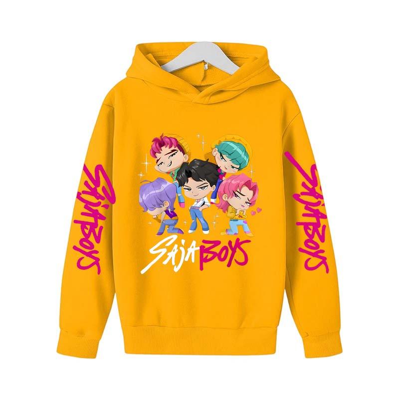 Kids Anime KPOP Print Cotton Hoodie Unisex Boys Girls Casual T-shirt Childrens Cartoon Clothes