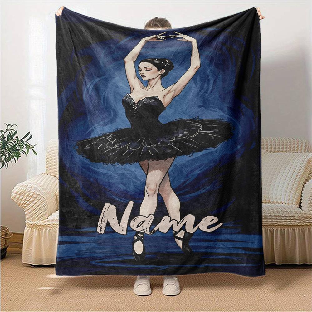 Custom Name ballet Theme Printed Blanket - Perfect for Couch, Bed, Travel & Outdoor Use | Machine Washable, Cozy & Durable.