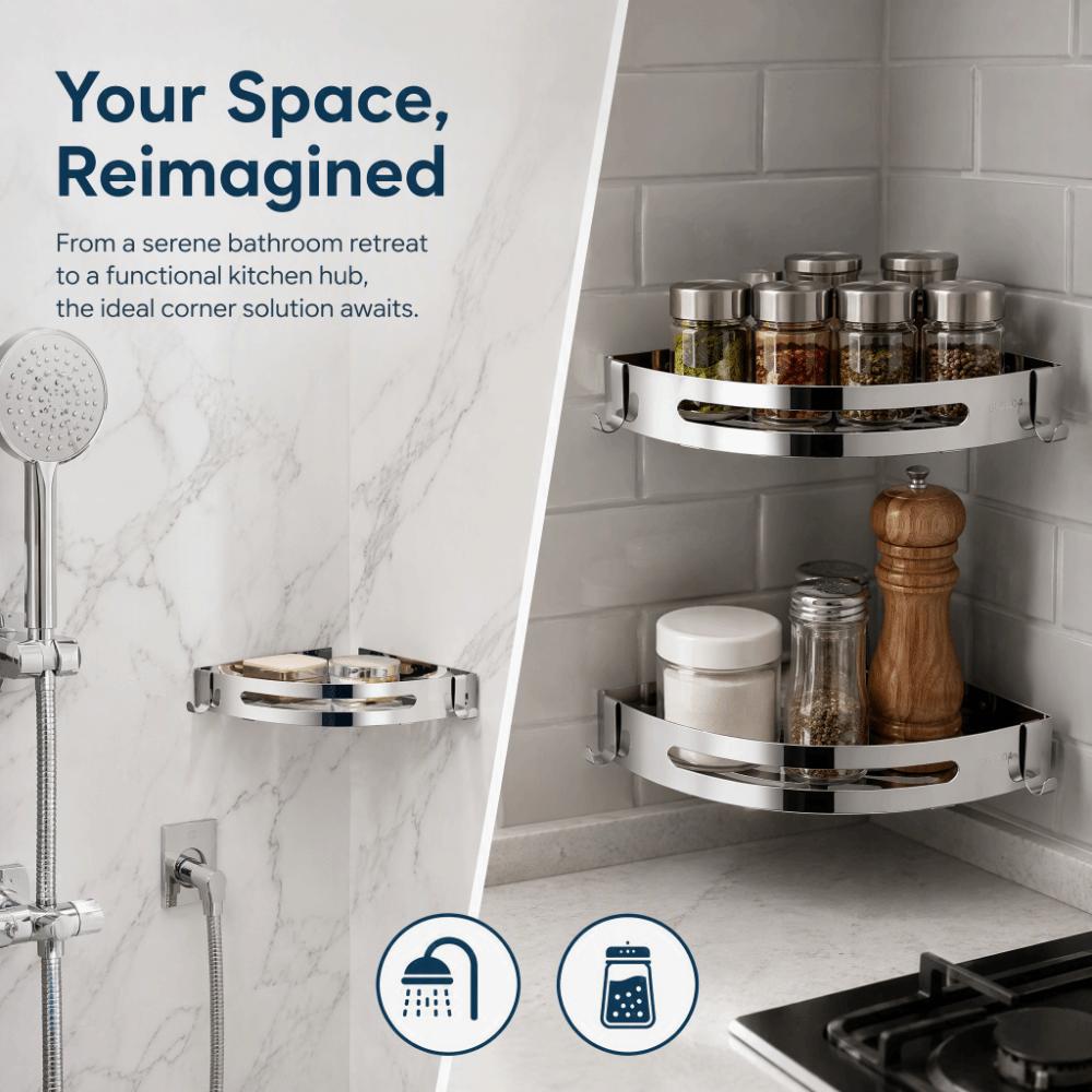 2 Pack No Drilling Shower Caddy 304 Stainless Steel Stainless Steel Shelf For Kitchen