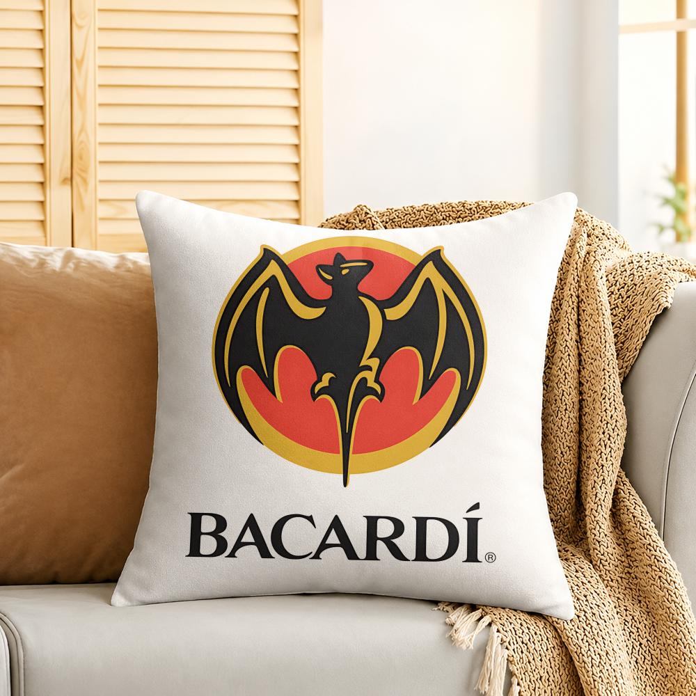 BBacardi WINE Logo Cushion Cover Silky Short Plush Invisible Zipper Dustproof Sofa Pillow Case For Home Decor
