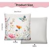 Set of 4 Spring Floral Throw Pillow Covers 18x18 Inches,Soft Linen Cushion Cases with Wildflowers Plants and Butterfly Garden Design for Couch Sofa