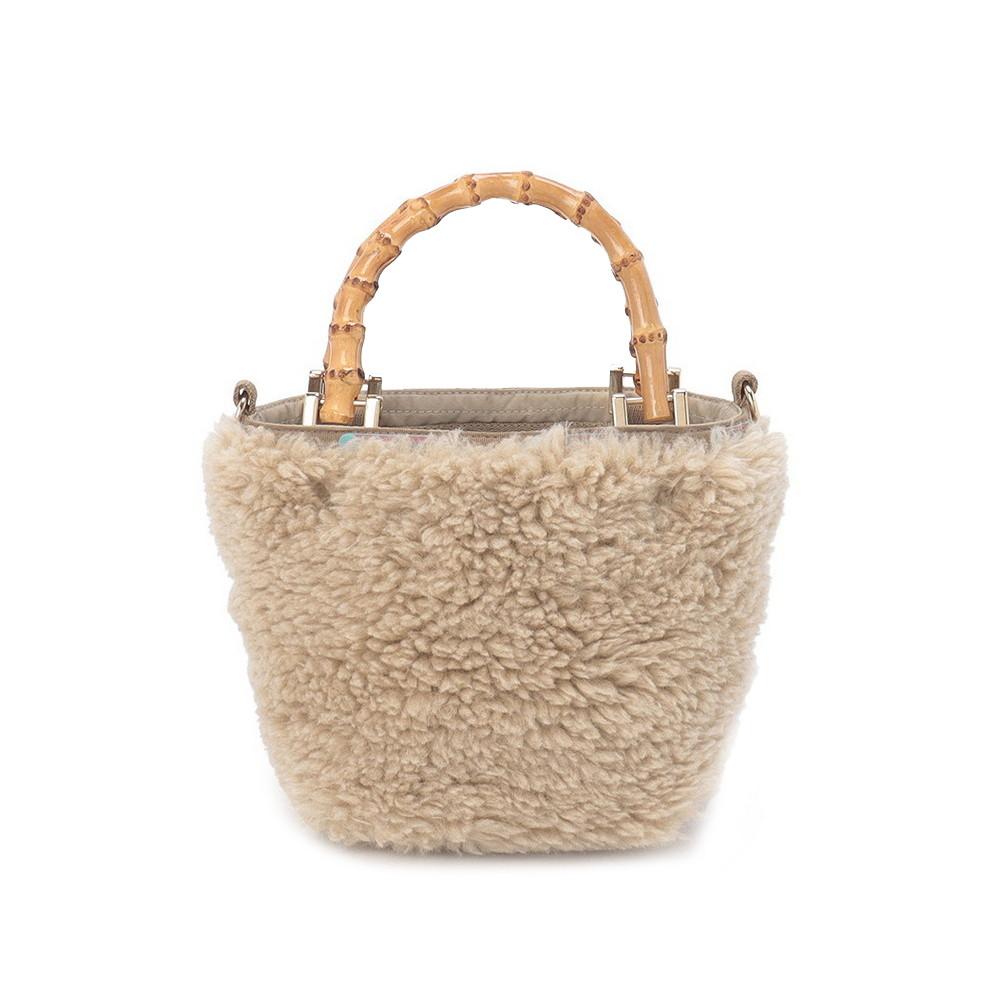 Lesportsac First Warm Beige Меховая Сумка-тоут Extra Small Бамбуковая [1063.Hb89]