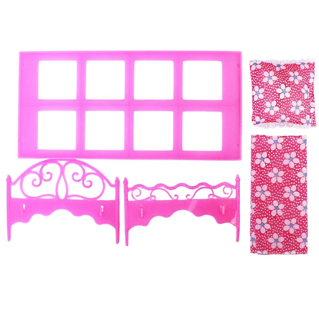 30cm Dolls Dollhouse Furniture Dresser + Bed+ Pajamas + Slippers Princess Bedroom Accessories for 30cm Doll Kid Girl Toy Playset(NO DOLLS)