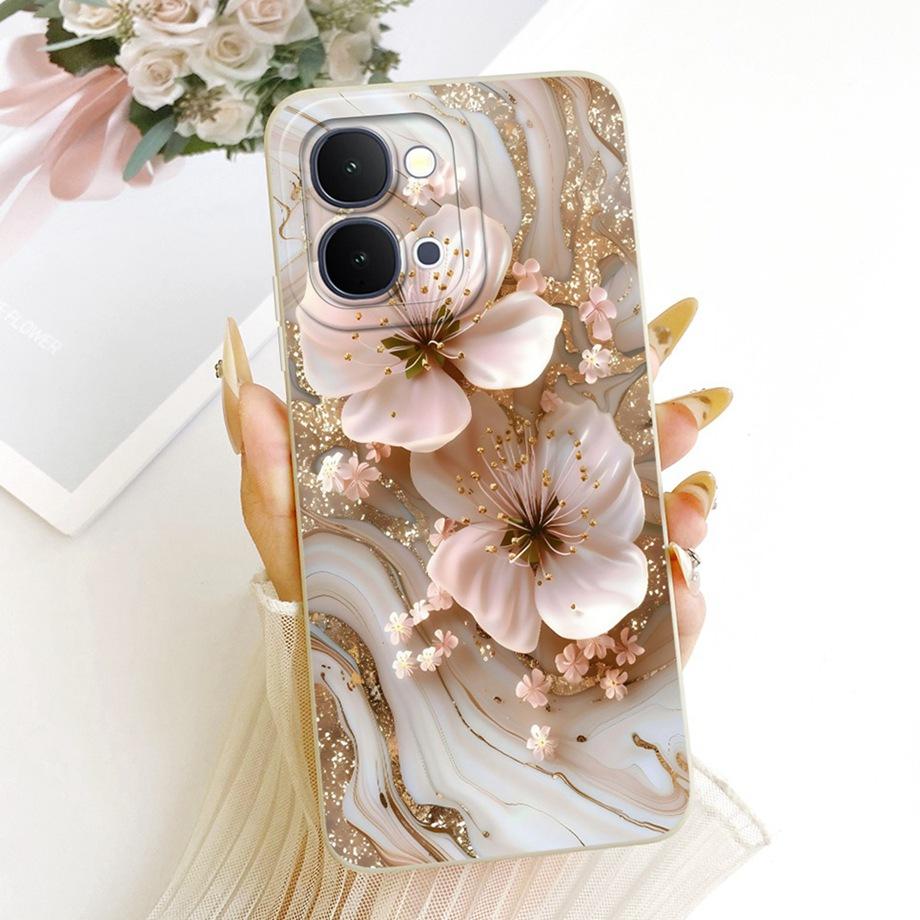 Для Vivo Y31D 4G V2543 Vivo Y51 Pro 5G IQOO Z11X Y500i Чехол для телефона Цветочный Лунный Ночь Бант Узор Funda Мягкий Матовый Силиконовый Чехол