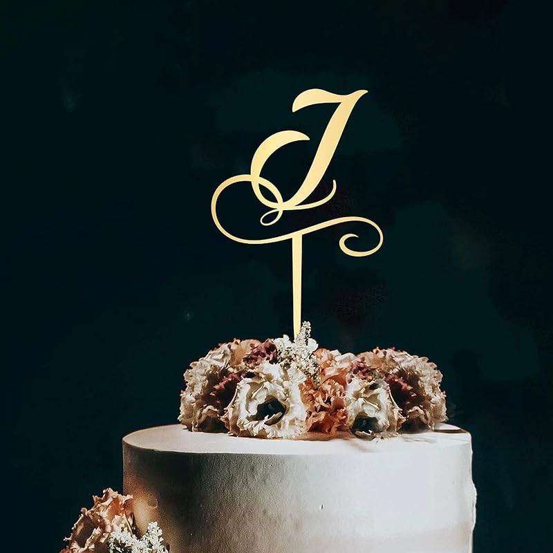 Топпер для торта с первой буквой K, монограмма, акриловый топпер для кексов, забавные аксессуары для торта для украшения свадебной годовщины, дня рождения, вечеринки, зеркальное золото