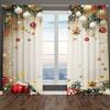 2 шт. Праздничные рождественские шторы с золотыми и красными сосновыми листьями, карманные, полупрозрачные, для гостиной, кухни, спальни