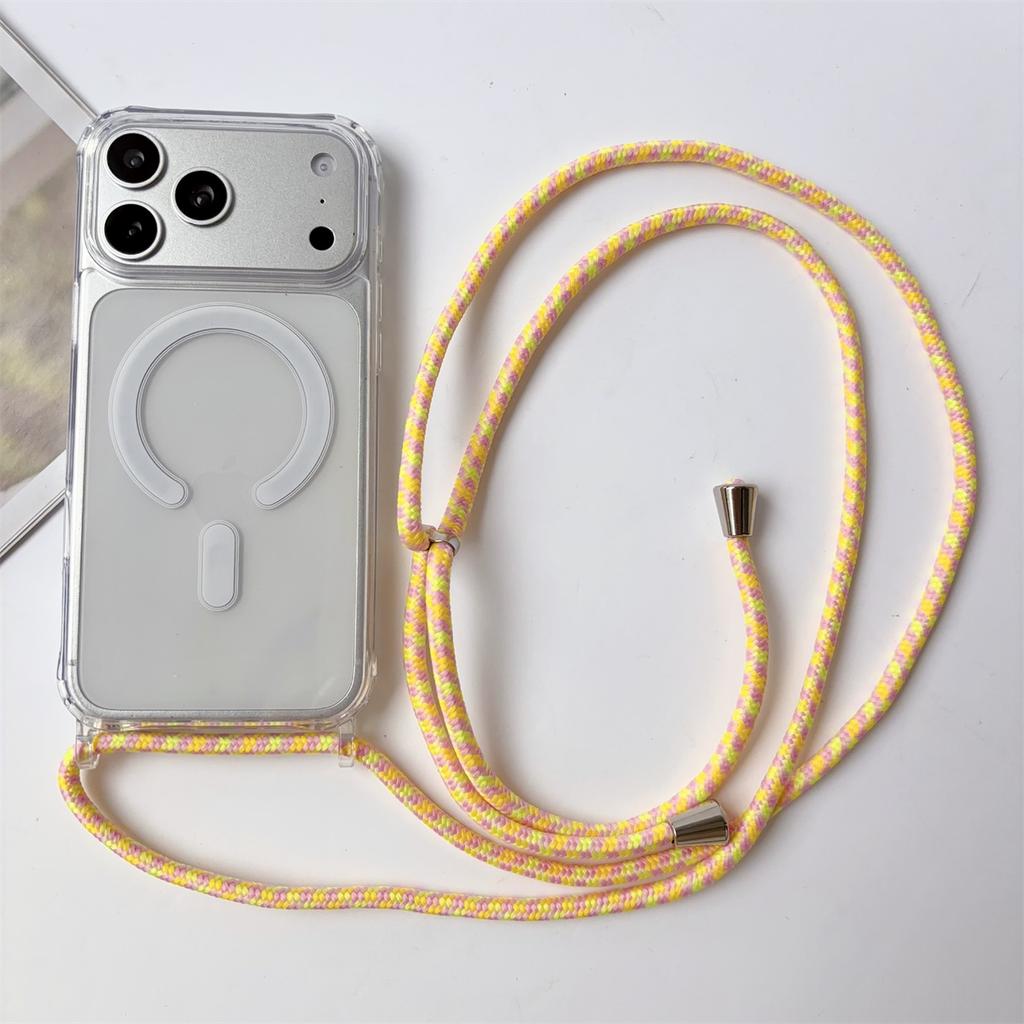Crossbody Lanyard Clear Magnetic Phone Case for IPhone 17 Air 16 15 Plus 14 13 12 11 Pro Max for Magsafe Acrylic Hard Back Cover