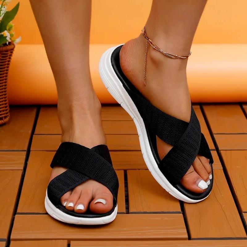 Women's Fashion Trend Non-slip Wear Comfortable Soft Soled Flat Sandals Flip-flops Shoes for Women Slides Shoes Womens Shoes