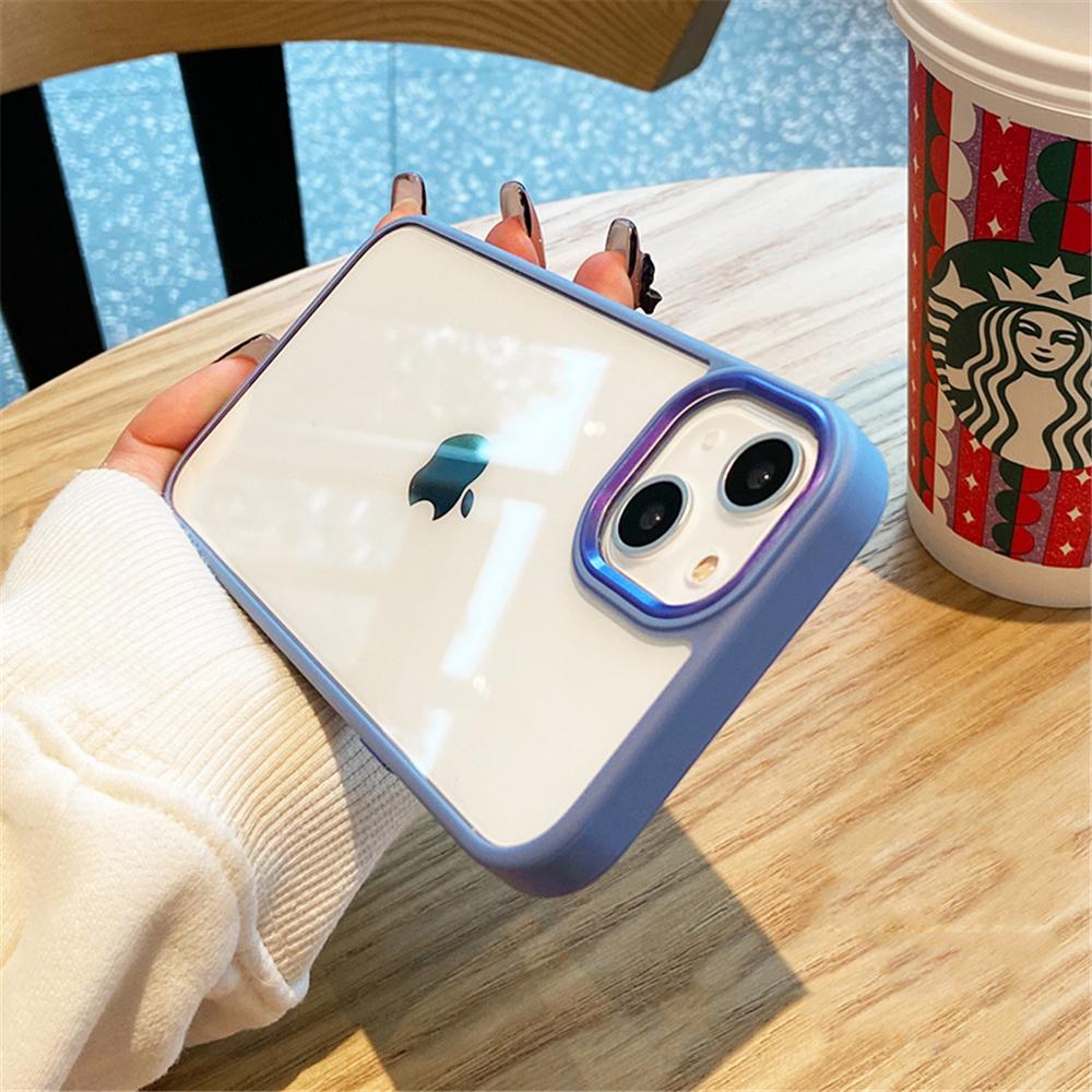 Transparent Metal Lens Protection Case For iPhone 15 14 13 12 Mini 11 Pro XS Max XR X 8Plus Soft Bumper Shockproof Cover