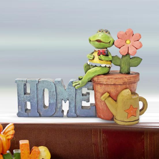 Мультяшный туман статуэтка настольный знак смола письмо добро пожаловать домой лягушка статуя скульптура для внутреннего и наружного сада настольное украшение орнамент