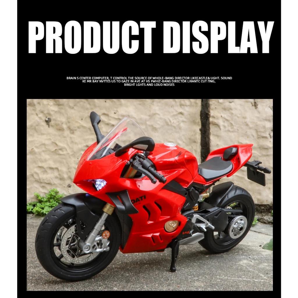 Масштаб 1/9 Ducati Panigale V4S Внедорожный Автоцикл Сплав Литье под Давлением Модель Мотоцикла Звук и Свет Настольное Украшение Серия Дисплеев Подарки