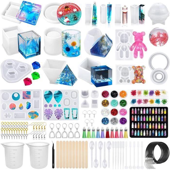 Kit de moulage en résine époxy - jotol - 132pcs - moules en silicone - bijoux - accessoires diy